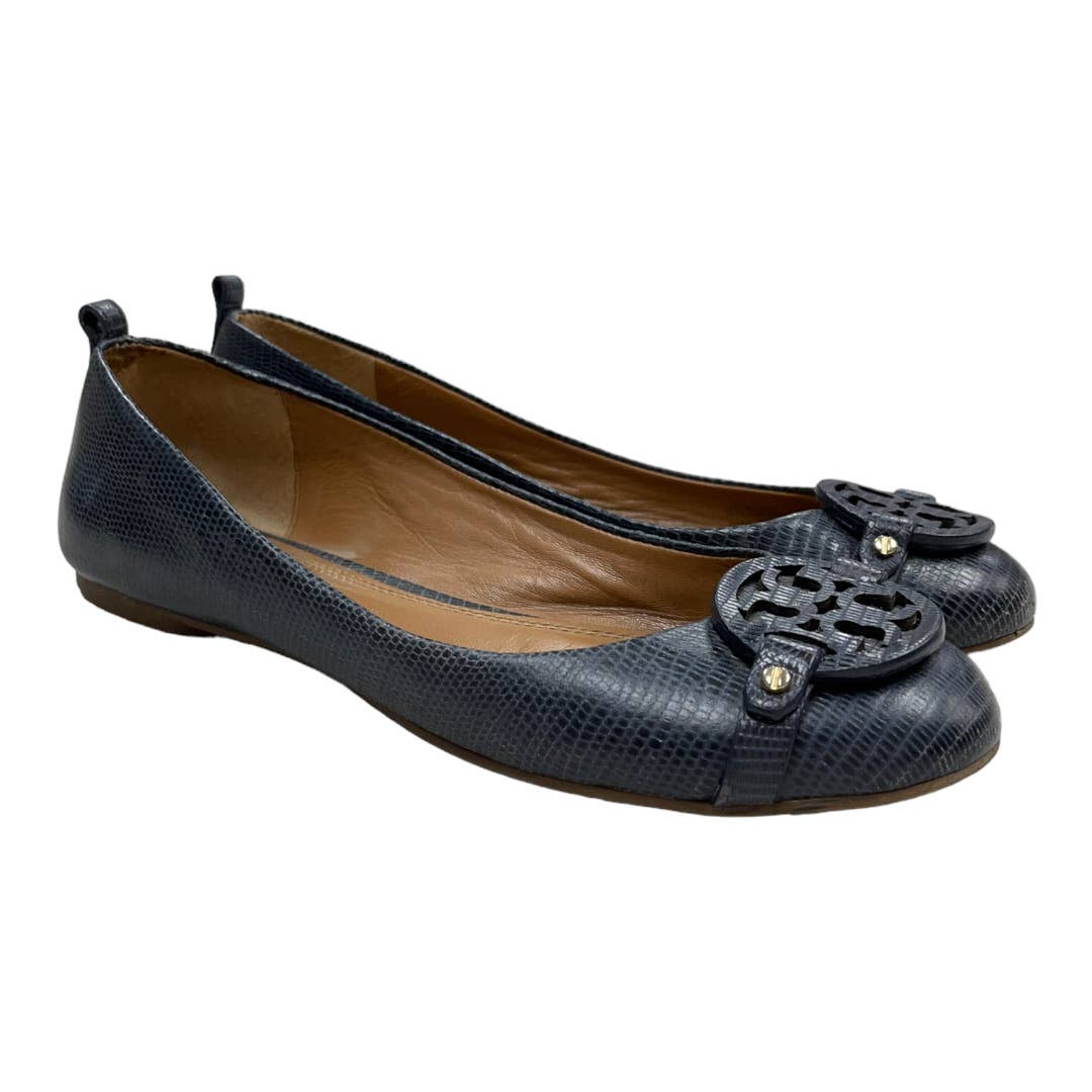 Tory Burch Mini Miller Ballet Flats Shoes Size 8.5 Navy Leather - Premium from Tory Burch - Just $149.0! Shop now at Finds For You