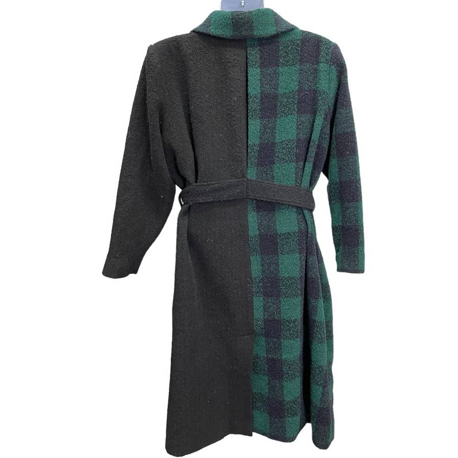 Hutch Half Plaid Overcoat Coat Belted Wrap Wool Blend Plus Size 2X Green Black - Premium from Hutch - Just $249.0! Shop now at Finds For You