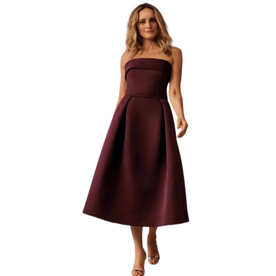 Anthropologie Amsale Russo Midi Dress Formal Party Size 6 New Burgundy - Premium from Anthropologie - Just $219.00! Shop now at Finds For You
