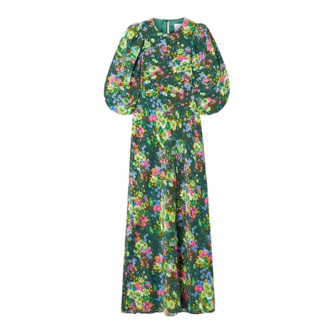 Les Reveries Floral Print Silk Crepe de Chine Midi Dress Size 10 - Premium from Les Reveries - Just $359.00! Shop now at Finds For You