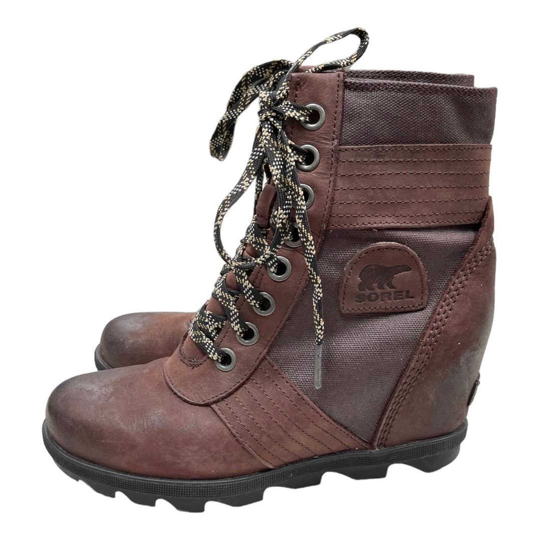 Sorel Lexie Waterproof Wedge Boots Booties Cattail Brown Size 8 - Premium from Sorel - Just $159.0! Shop now at Finds For You