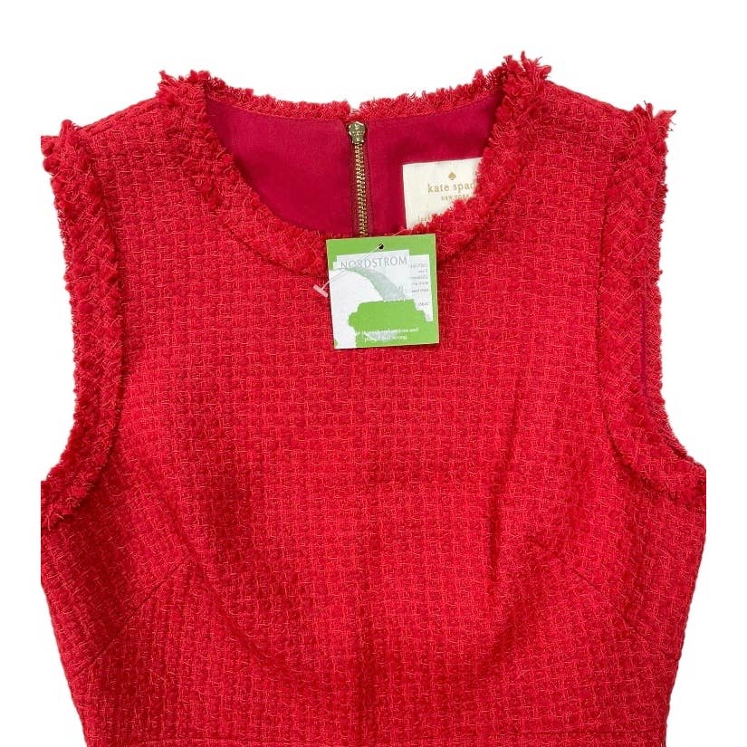 Kate Spade Tweed Ruffle Sleeveless Dress Sleeveless Textured Size 0 Red New - Premium from Kate Spade - Just $149.0! Shop now at Finds For You