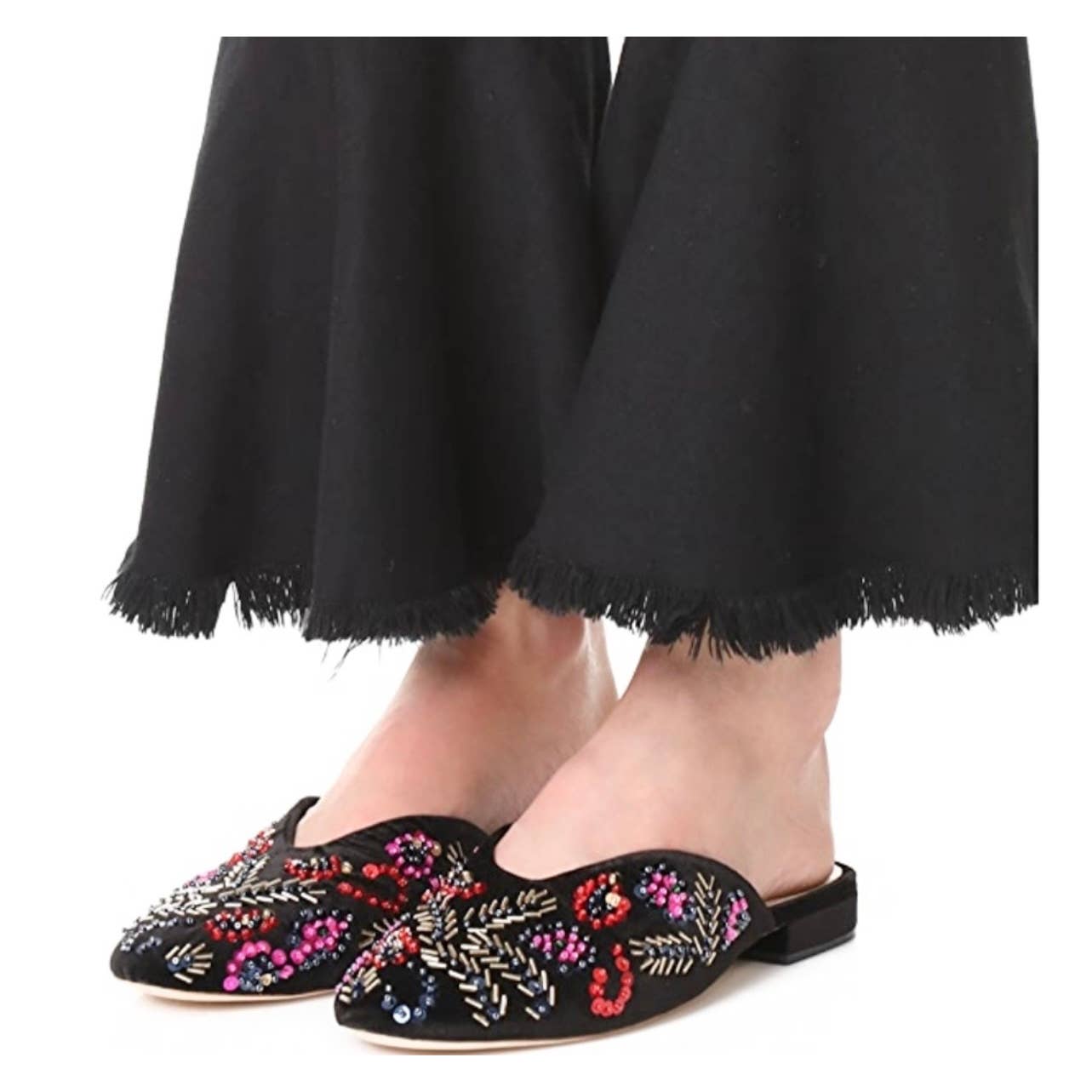 Loeffler Randall Quin Sequin Velvet Mules Flats Slides Shoes New 8 Black - Premium from Loeffler Randall - Just $132.0! Shop now at Finds For You