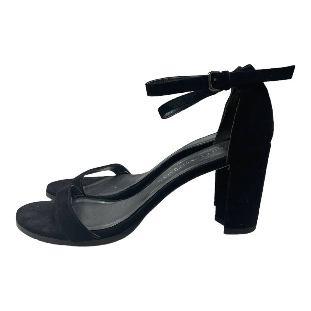 Stuart Weitzman Neatly Nude Suede Sandals Heels Shoes Black Size 7.5 - Premium from Stuart Weitzman - Just $179.0! Shop now at Finds For You