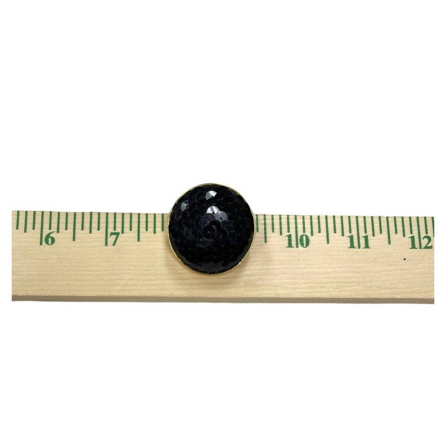 Vintage Poogi Paris Black Sequin Gold Statement Clip Earrings - Premium from Vintage - Just $65.0! Shop now at Finds For You
