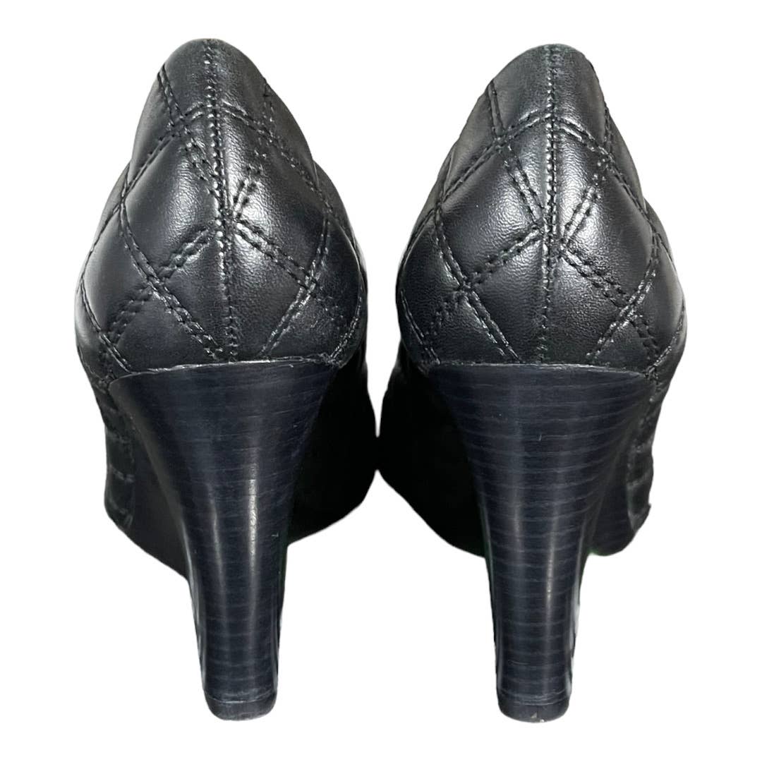 Tory Burch Claremont Quilted Logo Wedge Heels Size 9.5 Black - Premium from Tory Burch - Just $145.0! Shop now at Finds For You
