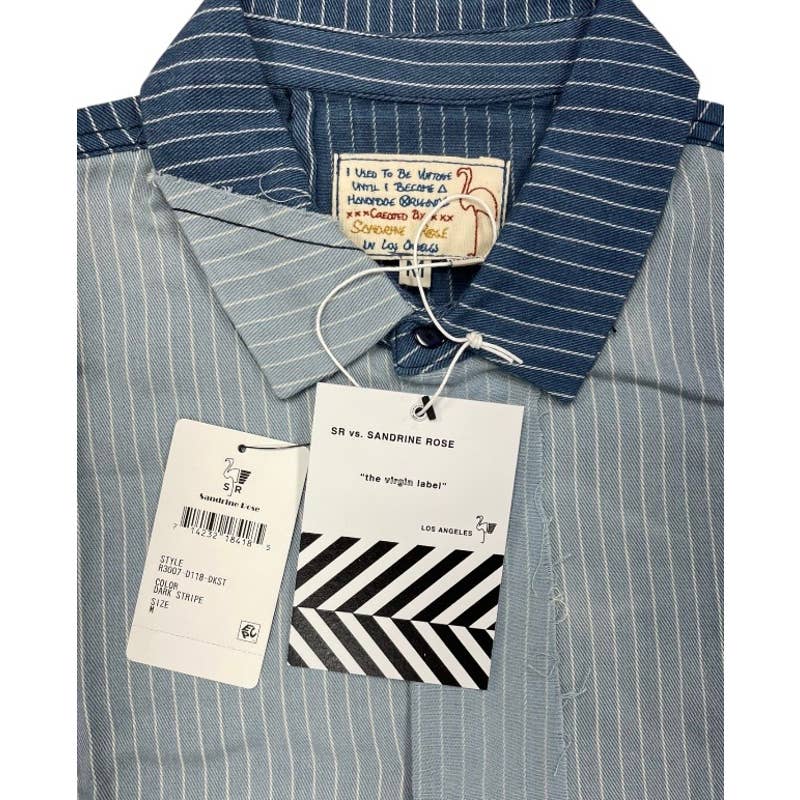 Free People x Sandrine Rose Patchwork Striped Denim Button Up Blouse Size M New - Premium from Free People - Just $99.0! Shop now at Finds For You