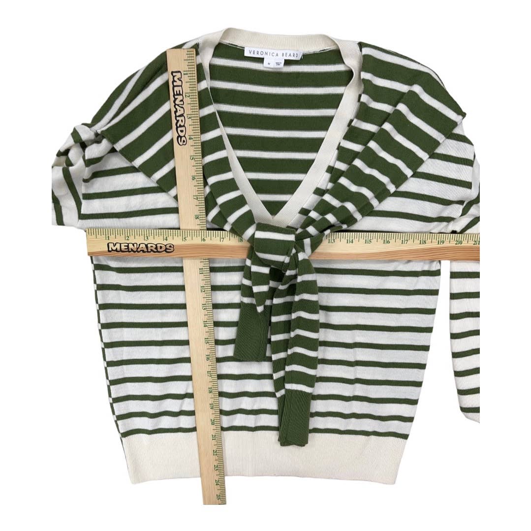 Veronica Beard Leni Tie Stripe Wool Sweater V Neck Size M - Premium from VERONICA BEARD - Just $175.00! Shop now at Finds For You