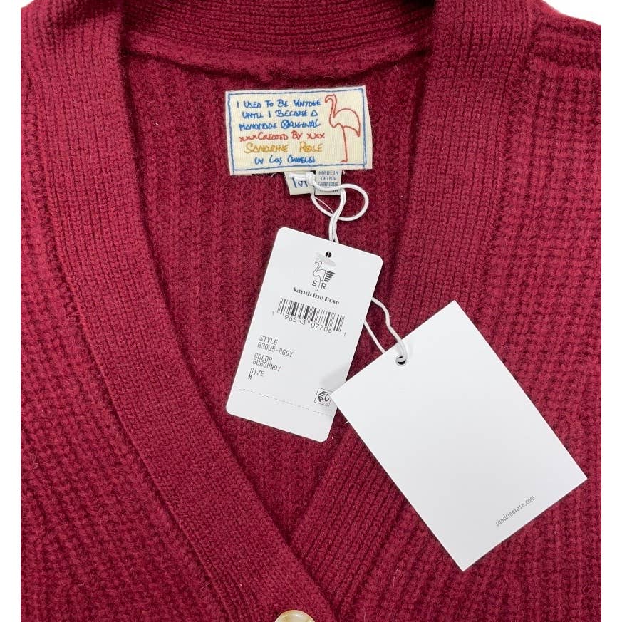 Free People x Sandrine Rose Cashmere Blend Grandpa Cardigan Size M Burgundy New - Premium from Free People - Just $149.0! Shop now at Finds For You