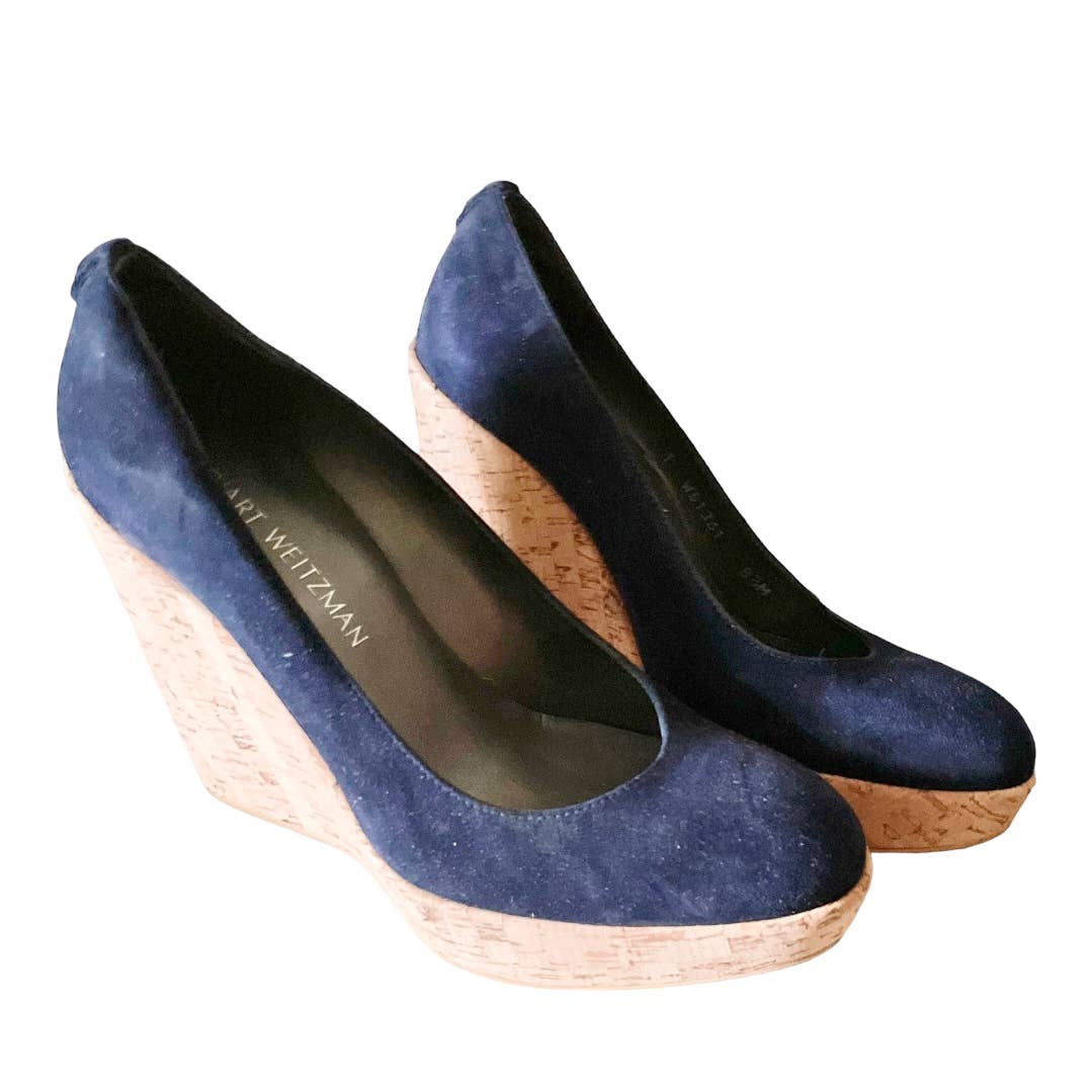 Stuart Weitzman Corkswoon Wedge Espadrilles Size 8.5 Navy New - Premium from Stuart Weitzman - Just $259.0! Shop now at Finds For You