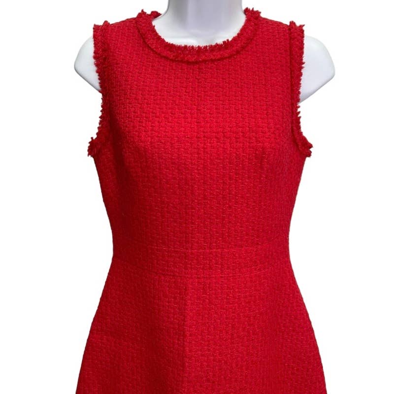 Kate Spade Tweed Ruffle Sleeveless Dress Sleeveless Textured Size 0 Red New - Premium from Kate Spade - Just $149.0! Shop now at Finds For You