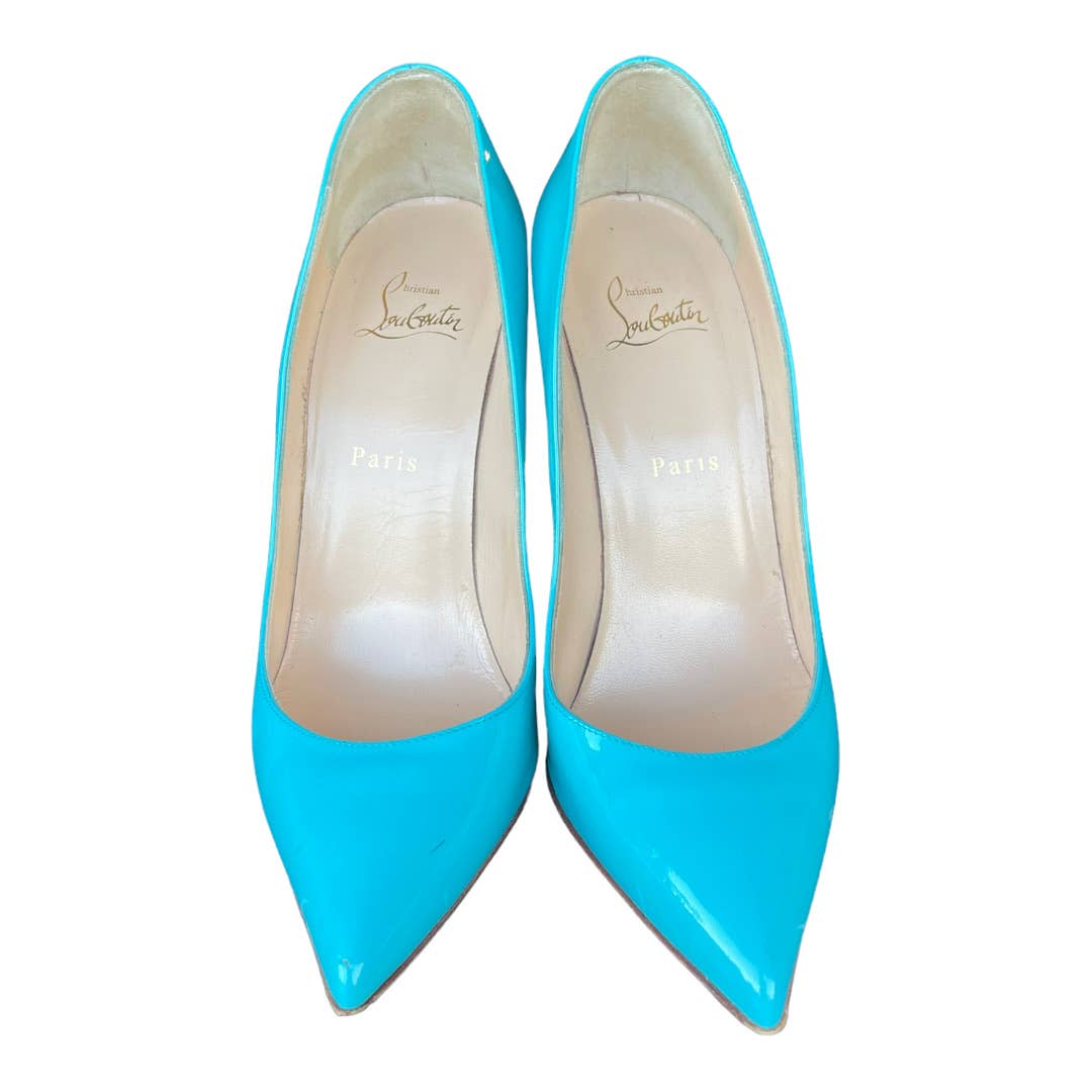 Christian Louboutin So Kate Pacific Blue Patent Leather Heels Size 39 120 mm - Premium from Christian Louboutin - Just $659.0! Shop now at Finds For You