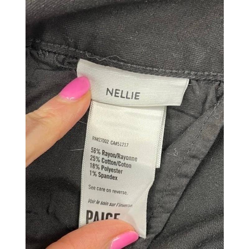 Paige Nellie Black Fog Luxe Cropped Wide Leg Jeans Pants Size 32 Coated - Premium from PAIGE - Just $199.00! Shop now at Finds For You