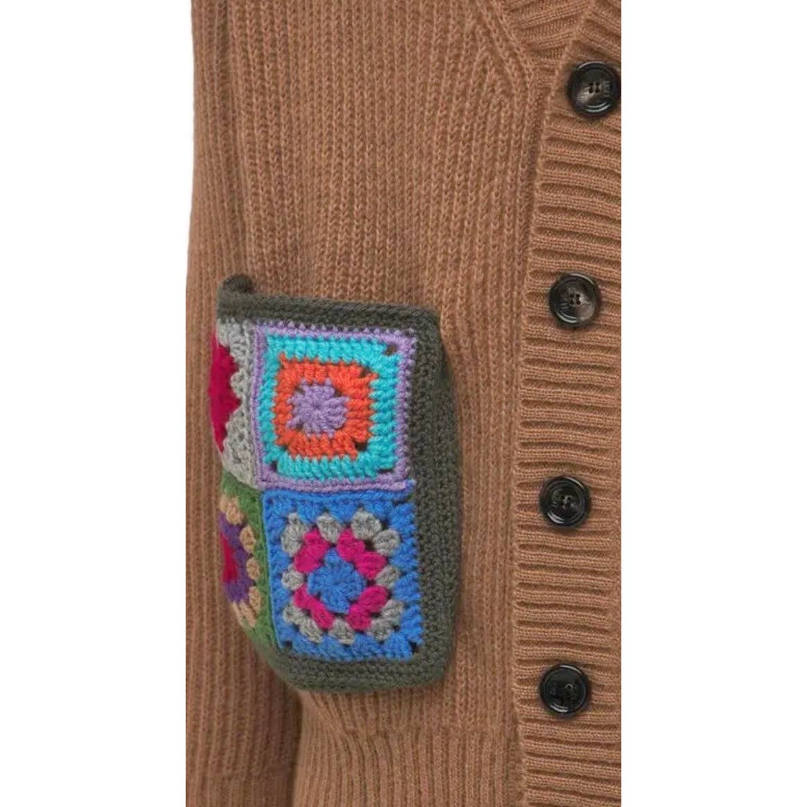 Urban Outfitters UO LC23 Crochet Pocket Cardigan Knit Made in Italy Size M - Premium from Urban Outfitters - Just $289.00! Shop now at Finds For You