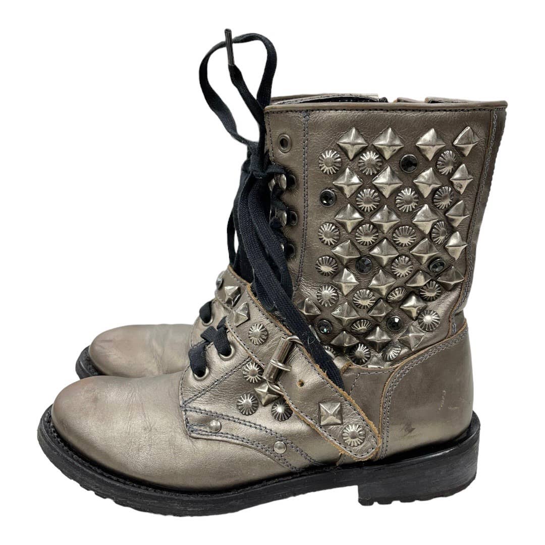 ASH Metallic Ryanna Metallic Studded Biker Boots Booties Size 39 9 $385 - Premium from Ash - Just $165.0! Shop now at Finds For You