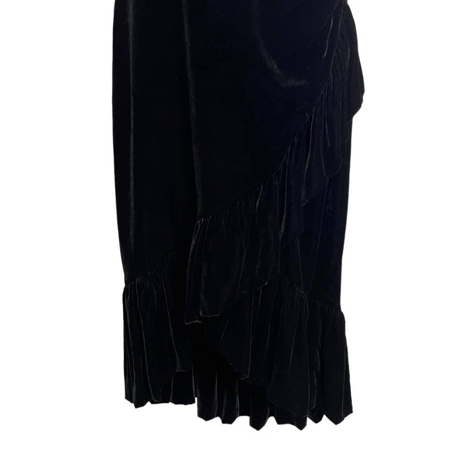 Ulla Johnson Elisa One Shoulder Velvet Midi Dress Size 4 Black - Premium from Ulla Johnson - Just $199.0! Shop now at Finds For You