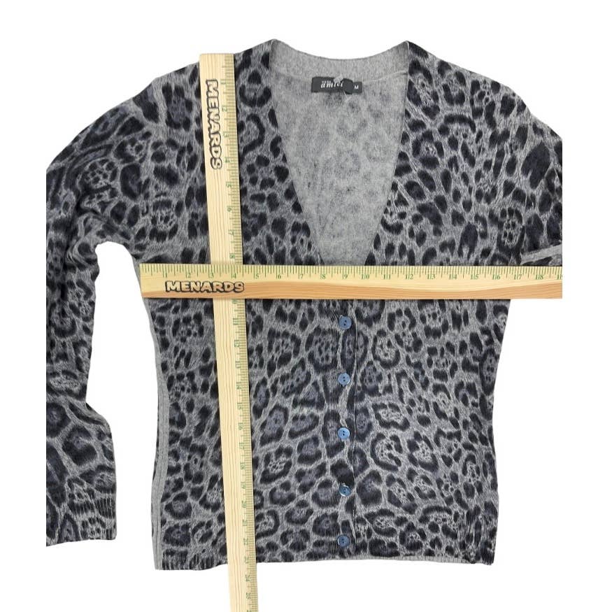 Pure Amici 100% Cashmere Leopard Print Knit Cardigan M New Gray - Premium from Pure Amici - Just $99.0! Shop now at Finds For You