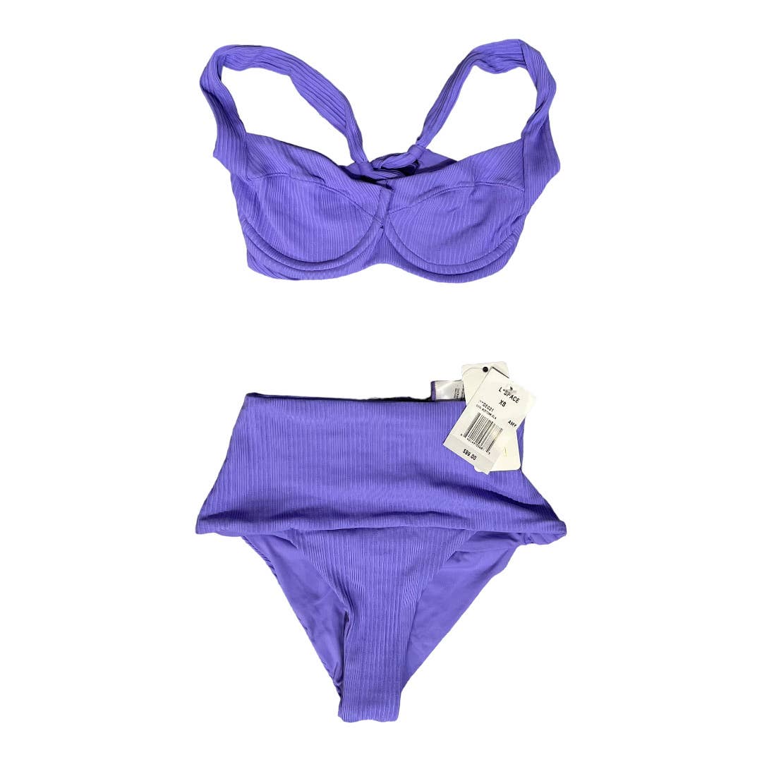 L*SPACE Revolve Set Camellia Pointelle Bikini Top Desi Bottom Swim XS Amethyst - Premium from L*SPACE - Just $119.0! Shop now at Finds For You