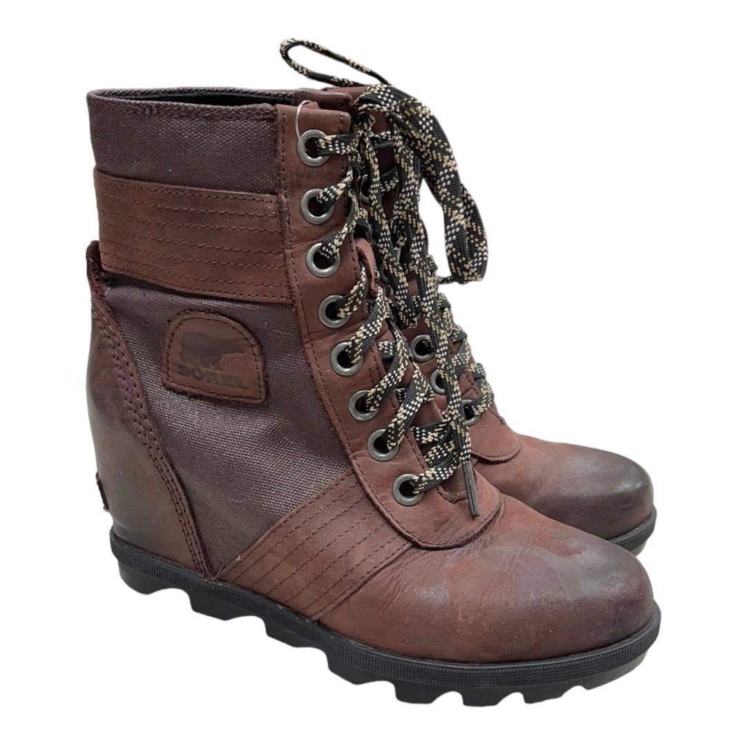 Sorel Lexie Waterproof Wedge Boots Booties Cattail Brown Size 8 - Premium from Sorel - Just $159.0! Shop now at Finds For You