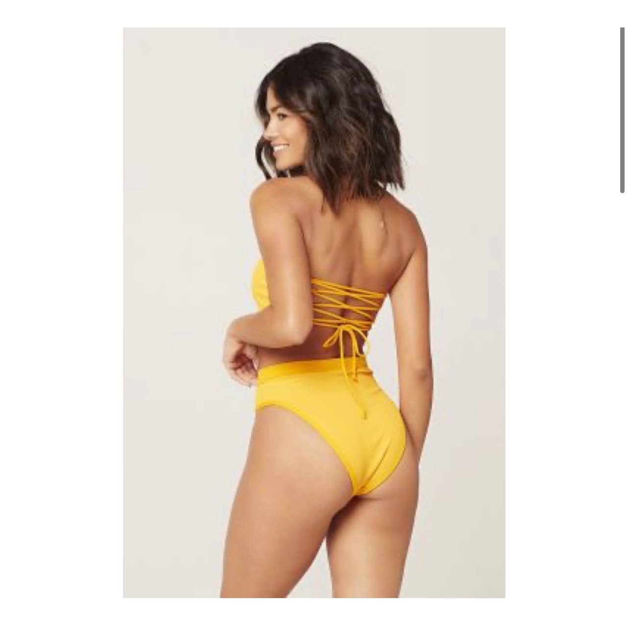 L*SPACE Ribbed Beach Wave Bandeau Top Frenchi High Waist Bikini Bottom Yellow New - Premium from L*SPACE - Just $79.00! Shop now at Finds For You