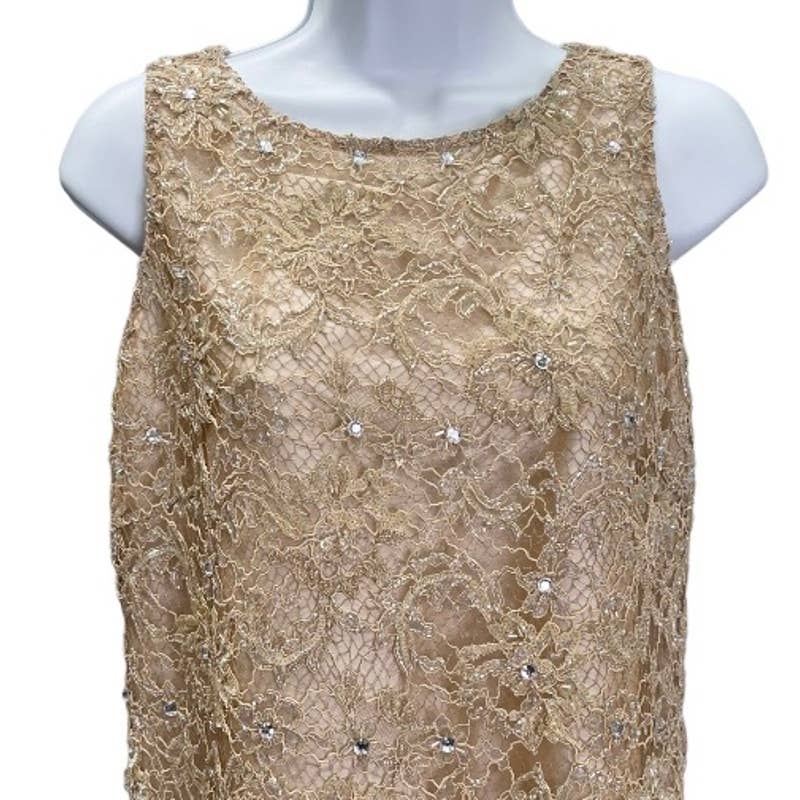 Leur Logette Champagne Lace Sequin Embellished Dress Size 2 New - Premium from Leur Logette - Just $199.0! Shop now at Finds For You