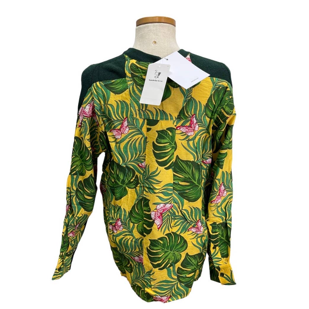 Sandrine Rose Mixed Media Tropical Print Wool Sweater Knit Oversized XS New - Premium from Sandrine Rose - Just $89.00! Shop now at Finds For You