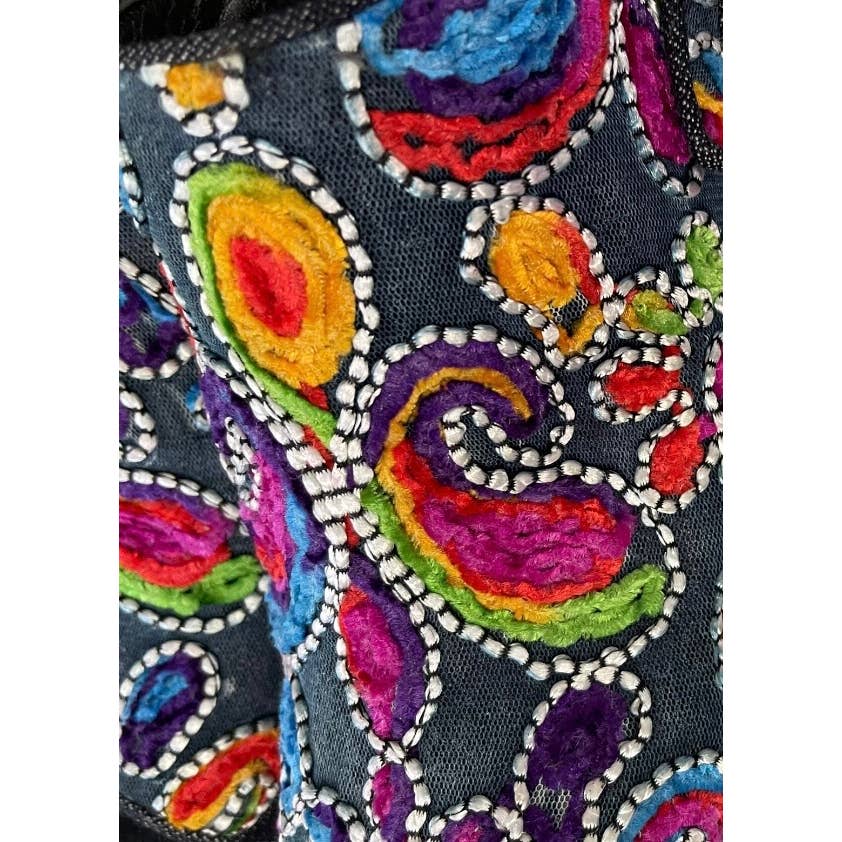 Stuart Weitzman Hand Embroidered Denim Wedge Sandals Shoes Size 9 - Premium from Stuart Weitzman - Just $99.00! Shop now at Finds For You