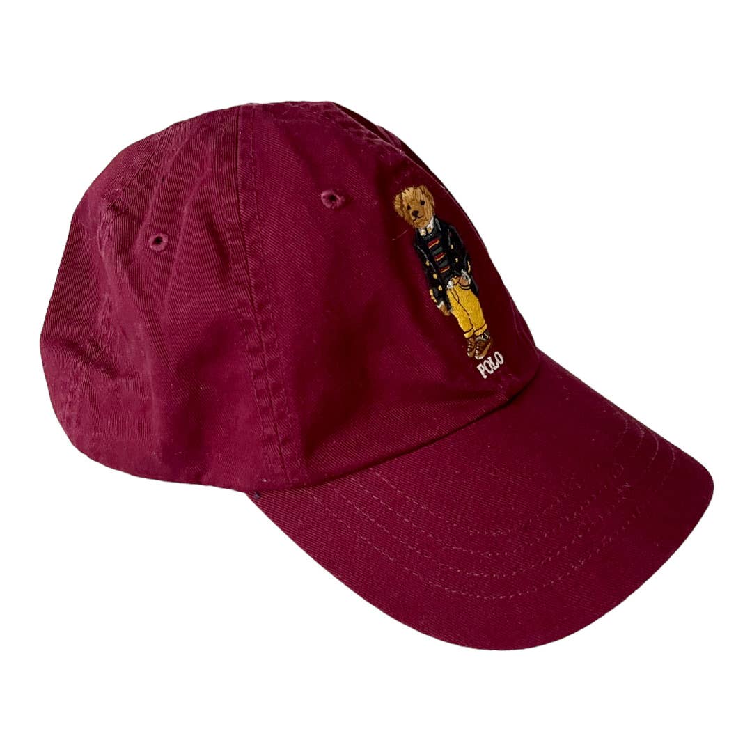 Polo Ralph Lauren Chino Embroidered Bear Baseball Cap Hat One Size Wine - Premium from Polo Ralph Lauren - Just $64.00! Shop now at Finds For You