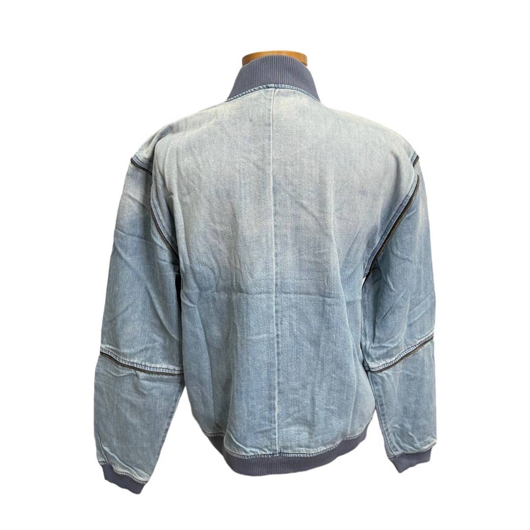 Free People x Sandrine Rose Zip Bomber Denim Jacket Coat Size S New - Premium from Free People - Just $149.0! Shop now at Finds For You