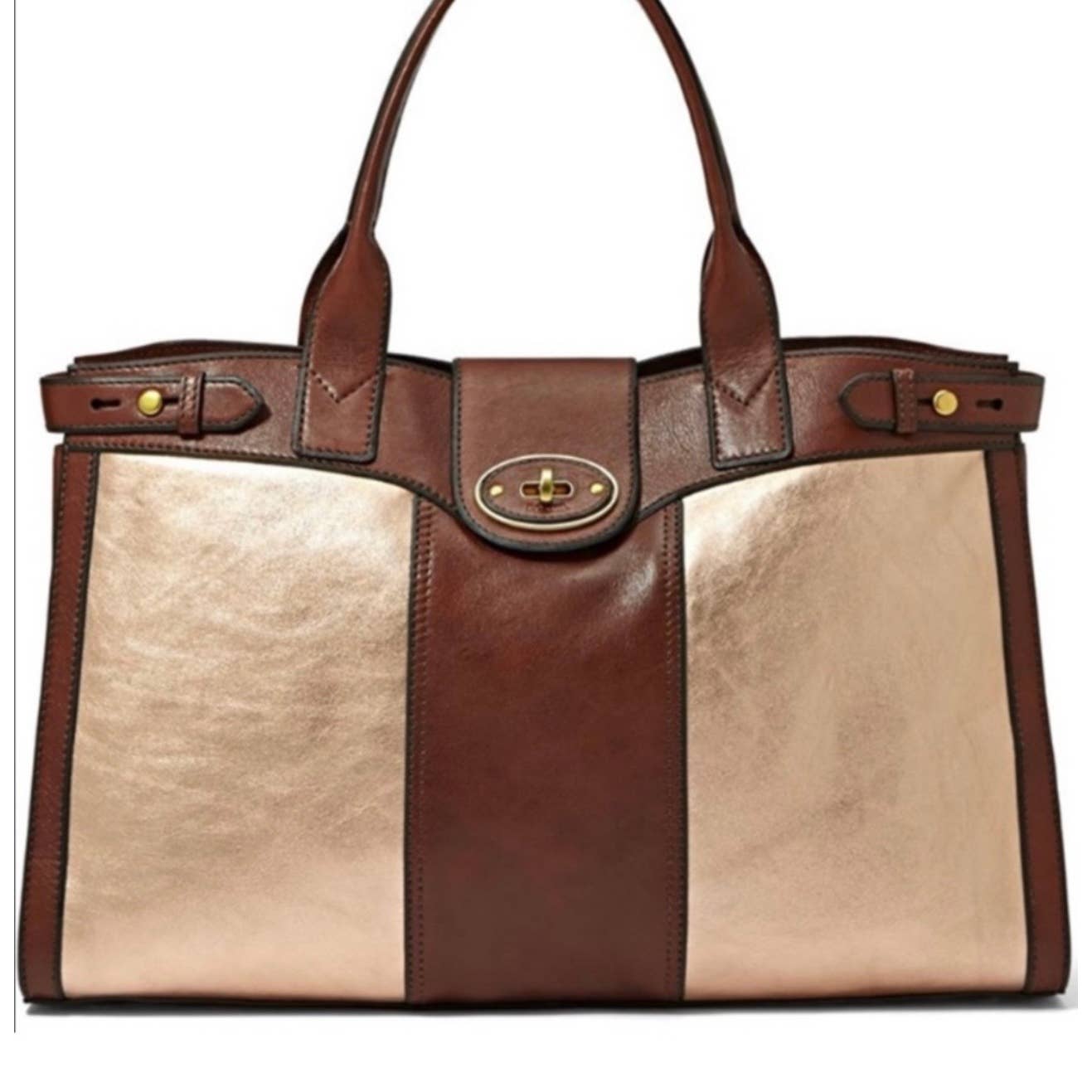 Fossil Vintage Reissue Rose Gold Leather Tote Handbag Leather - Premium from Fossil - Just $168.0! Shop now at Finds For You