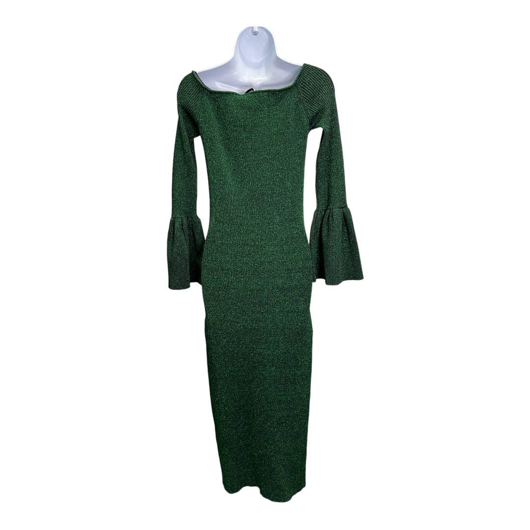 Self Portrait Off The Shoulder Ribbed Midi Dress Size Large New Green - Premium from Self-Portrait - Just $299.0! Shop now at Finds For You