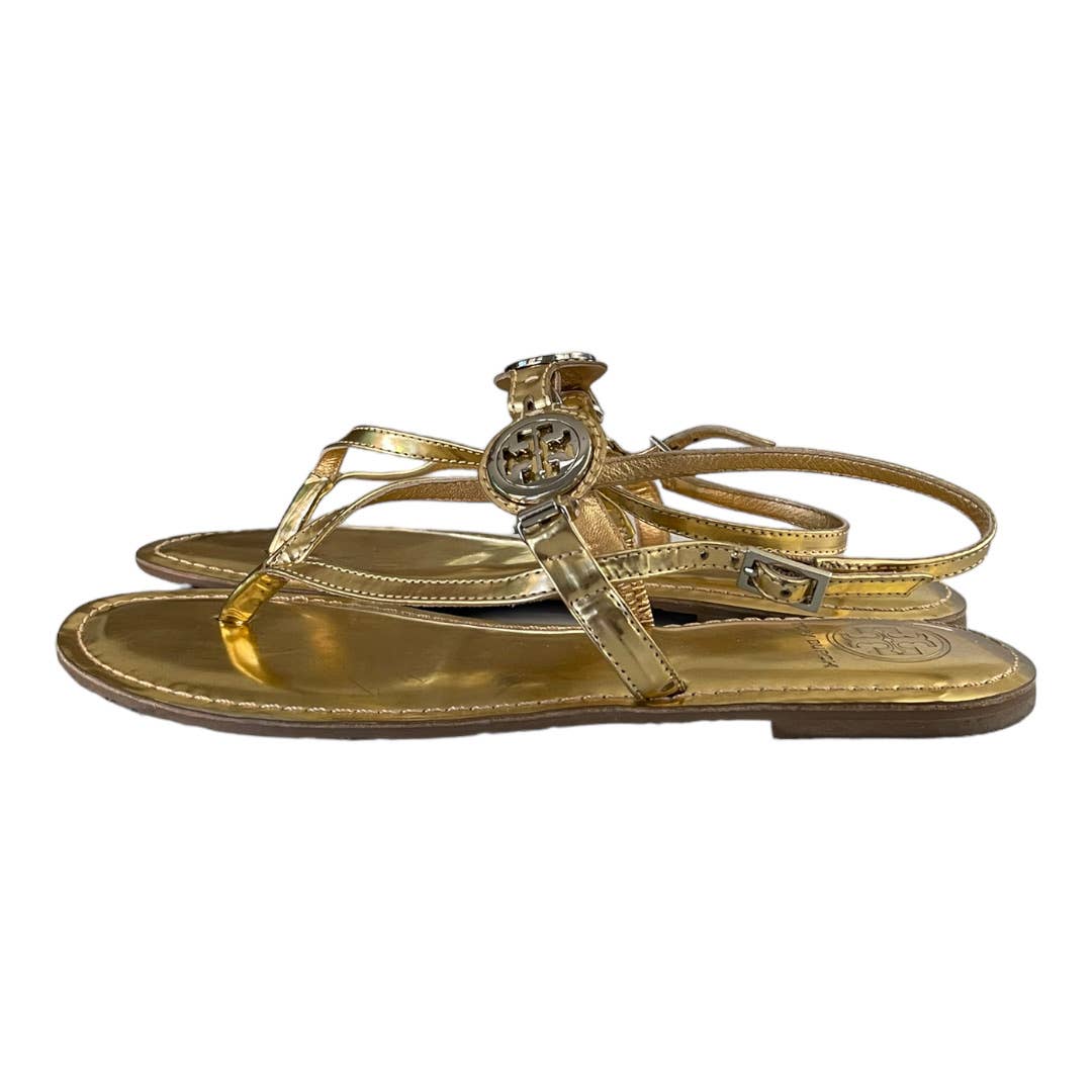 Tory Burch Gold Logo Tong Sandals Flats Size 8.5 Leather - Premium from Tory Burch - Just $119.0! Shop now at Finds For You