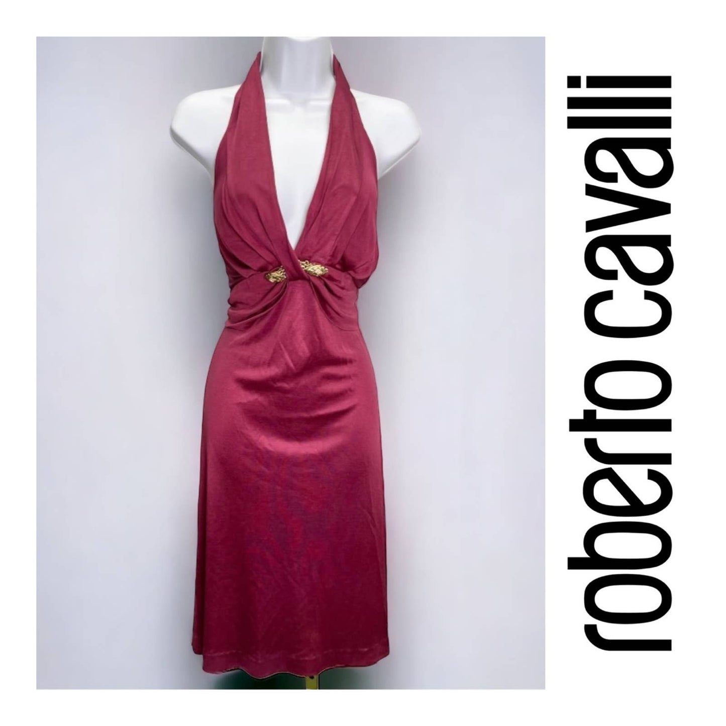 Vintage Roberto Cavalli Halter Gold Snake Embellished Dress Size 44 IT 8 US - Premium from Roberto Cavalli - Just $279.00! Shop now at Finds For You