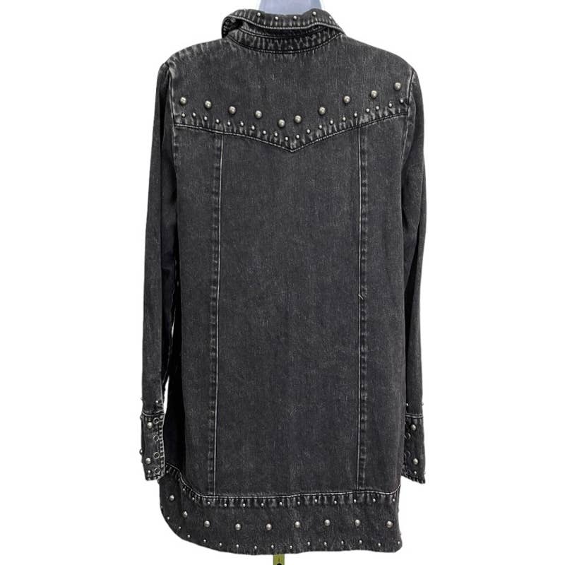 Free People Black Denim Studded Distressed Snap Closure Jacket M - Premium  from Free People - Just $145.0! Shop now at Finds For You