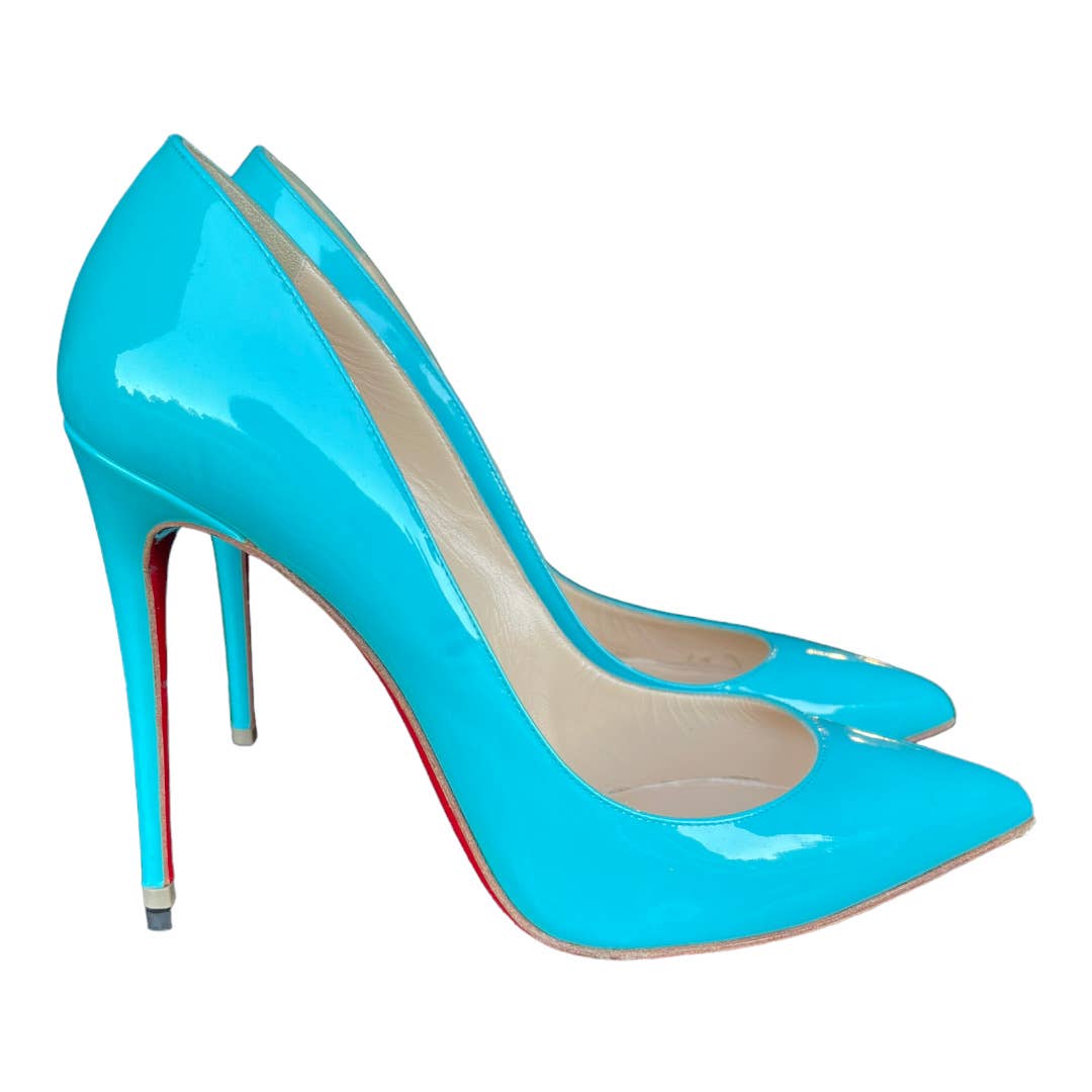 Christian Louboutin So Kate Pacific Blue Patent Leather Heels Size 39 120 mm - Premium from Christian Louboutin - Just $659.0! Shop now at Finds For You