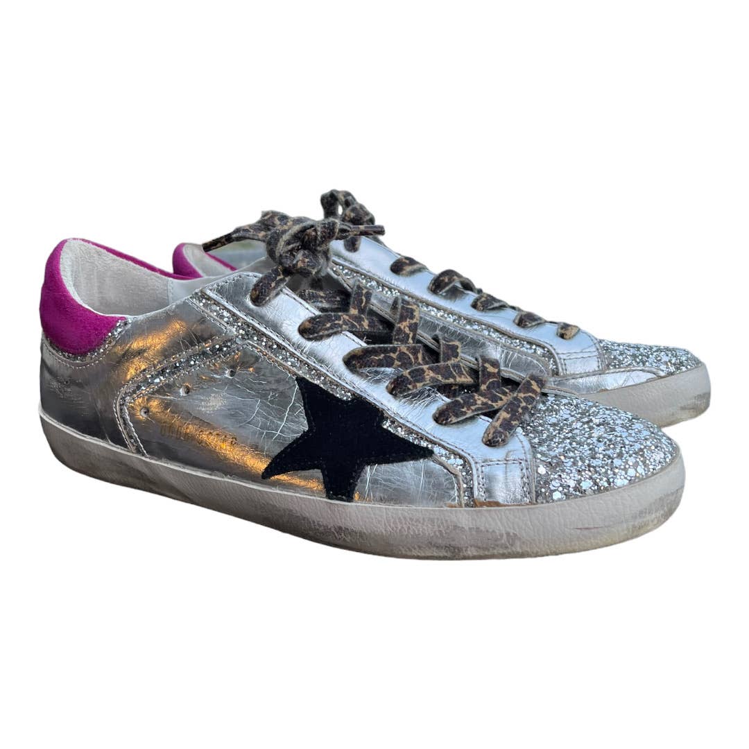 Golden Goose Super Star Low Top Leather Sneakers Silver Shoes Size 41 - Premium from Golden Goose - Just $459.00! Shop now at Finds For You