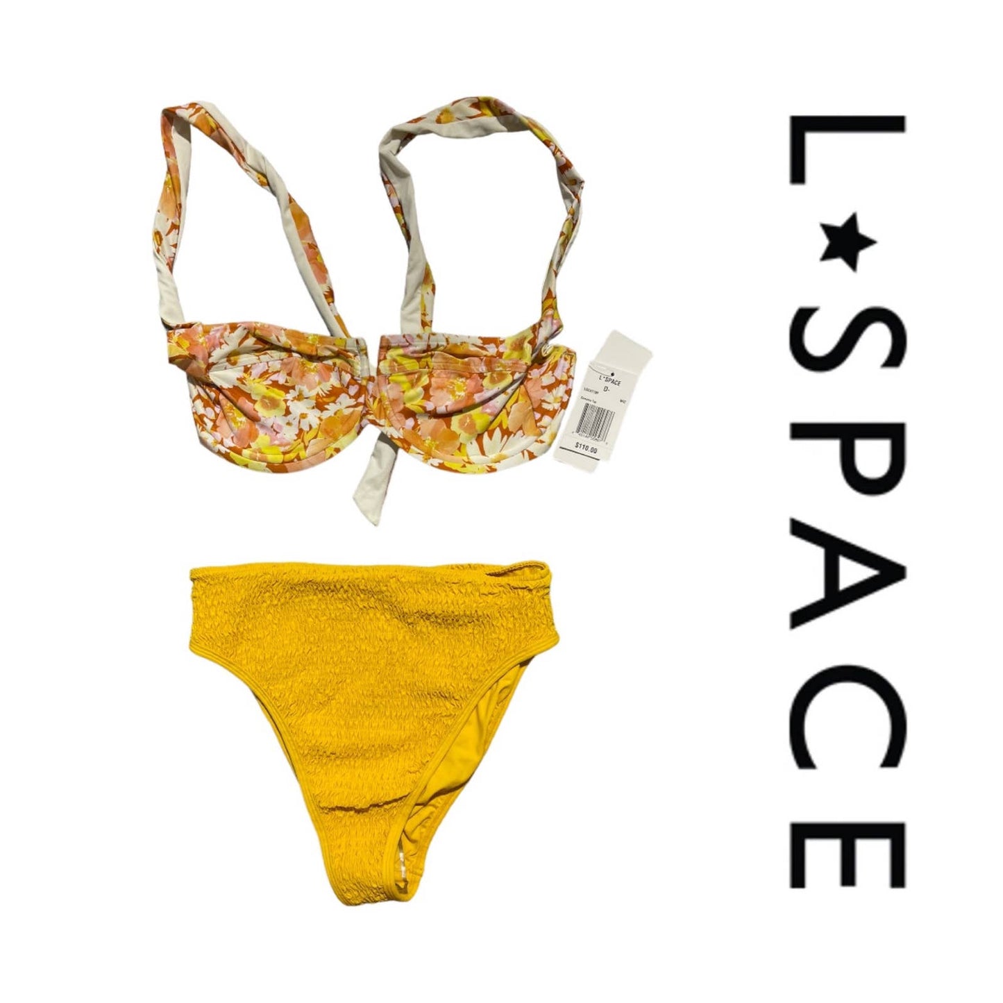 L*SPACE Camellia What in Carnation D Cup Bikini Top High Waisted Ruched Bottom M - Premium from L*SPACE - Just $89.0! Shop now at Finds For You