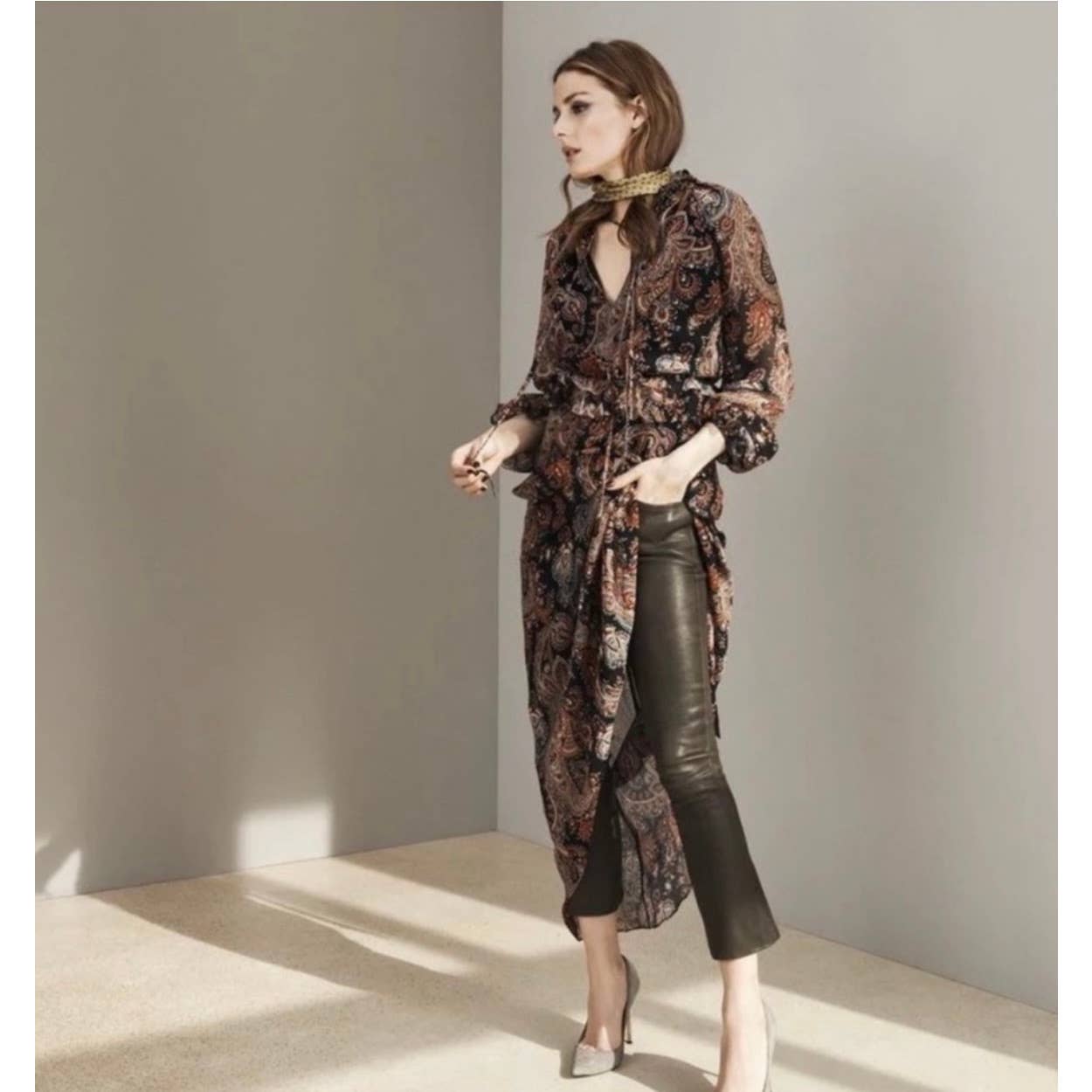 Banana Republic x Olivia Palermo High Low Paisley Silk Dress Size L - Premium from Banana Republic - Just $129.0! Shop now at Finds For You