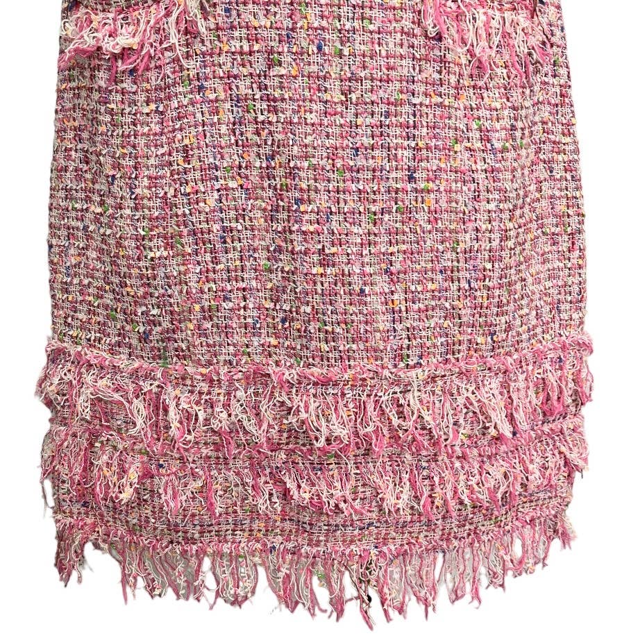 Milly Gabby Tweed Fringe Sleeveless Dress Size 6 Pink - Premium from MILLY - Just $139.0! Shop now at Finds For You