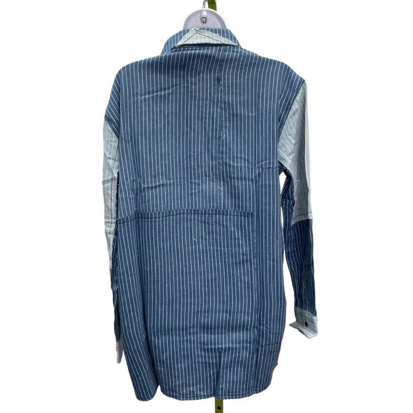 Free People x Sandrine Rose Patchwork Striped Denim Button Up Blouse Size M New - Premium from Free People - Just $99.0! Shop now at Finds For You