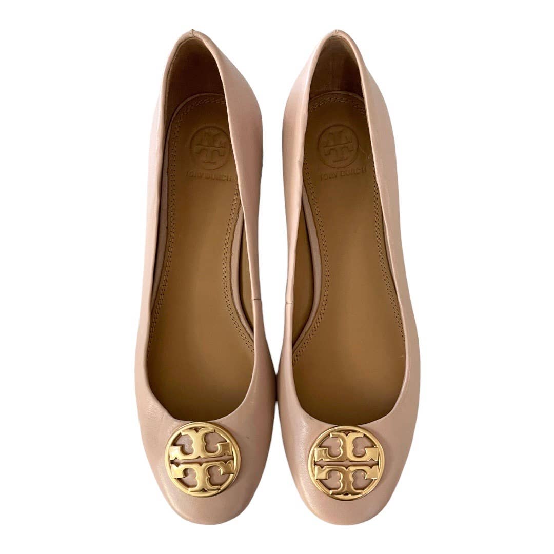 Tory Burch Chelsea Logo 25mm Ballet Flats Shoes Leather Size 8 Nude - Premium from Tory Burch - Just $239.00! Shop now at Finds For You