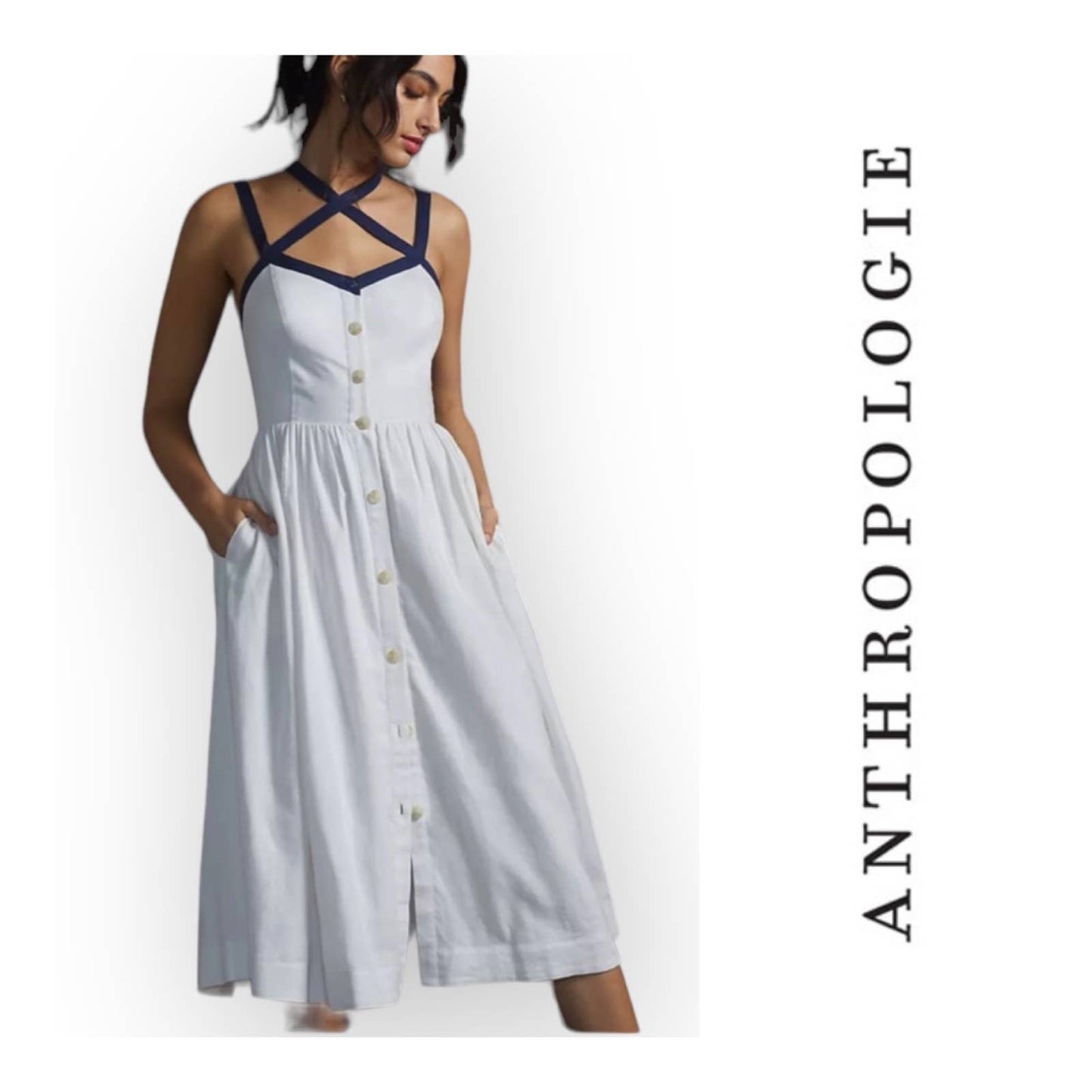 Anthropologie Maeve Button Front Midi Dress Plus Size 20 US - Premium from Finds For You - Just $149.0! Shop now at Finds For You