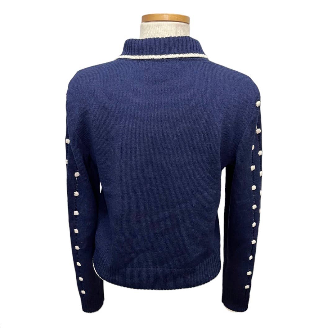 St. John Santana Knit Popcorn Sleeve Zip Jacket Size 8 Navy - Premium from St. John - Just $99.0! Shop now at Finds For You