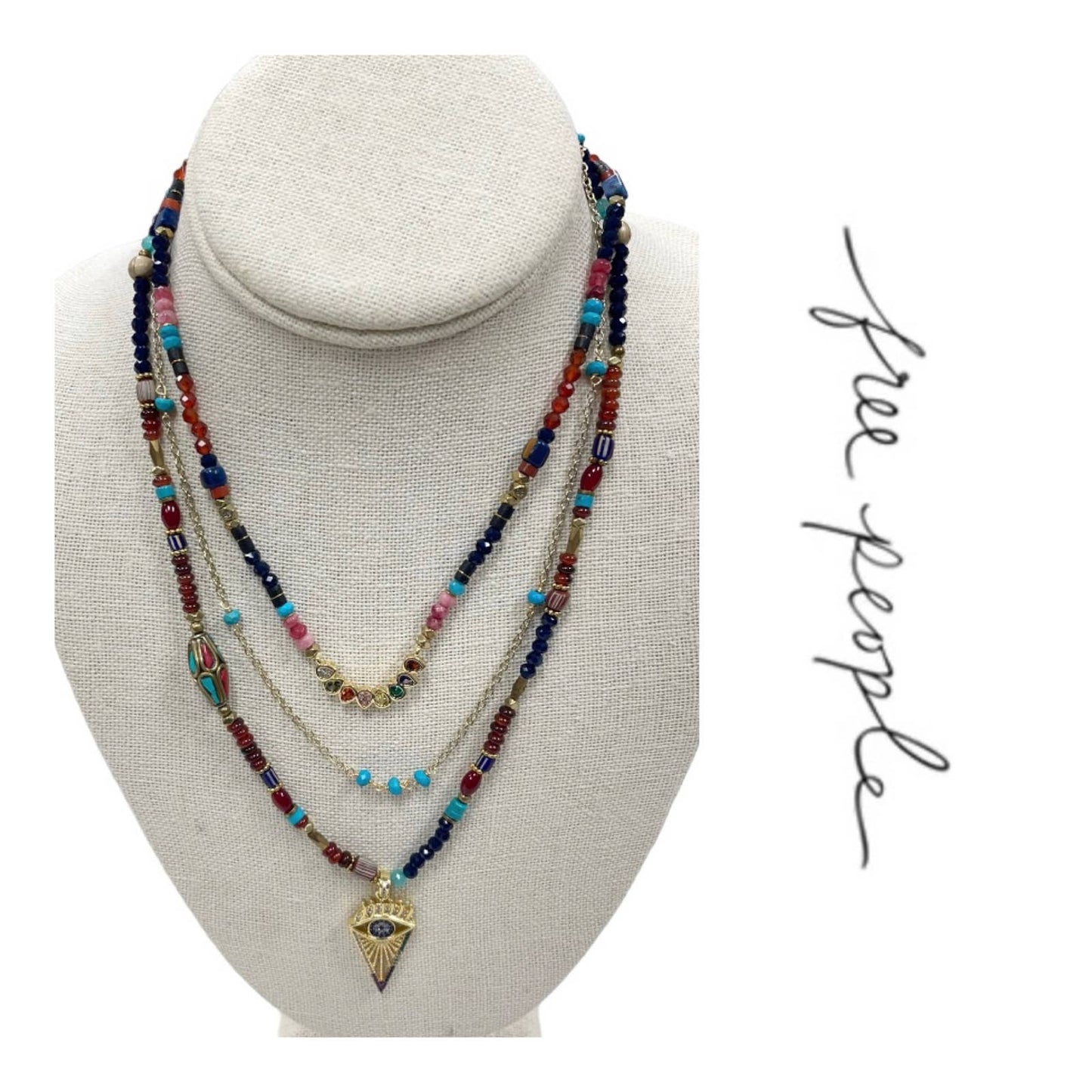 Free People Boho Multi Stand Evil Eye Necklace New - Premium from Free People - Just $65.0! Shop now at Finds For You