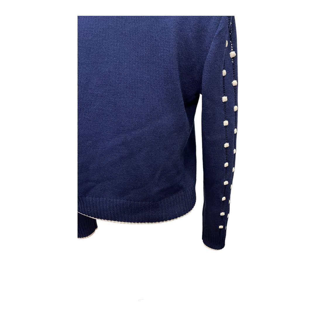 St. John Santana Knit Popcorn Sleeve Zip Jacket Size 8 Navy - Premium from St. John - Just $99.0! Shop now at Finds For You