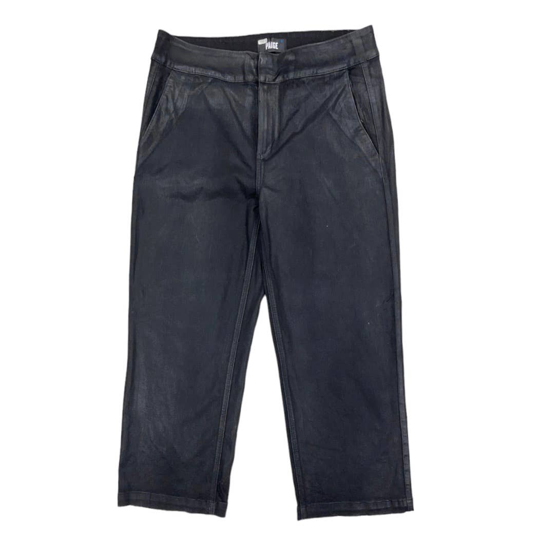 Paige Nellie Black Fog Luxe Cropped Wide Leg Jeans Pants Size 32 Coated - Premium from PAIGE - Just $199.0! Shop now at Finds For You
