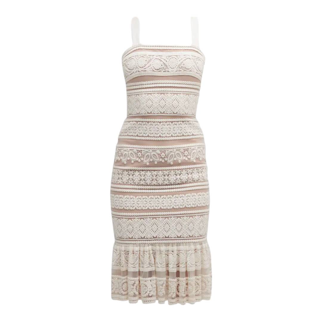Dress The Population Desiree Square Neck Lace Flounce Midi Dress S - Premium from Dress The Population - Just $79! Shop now at Finds For You