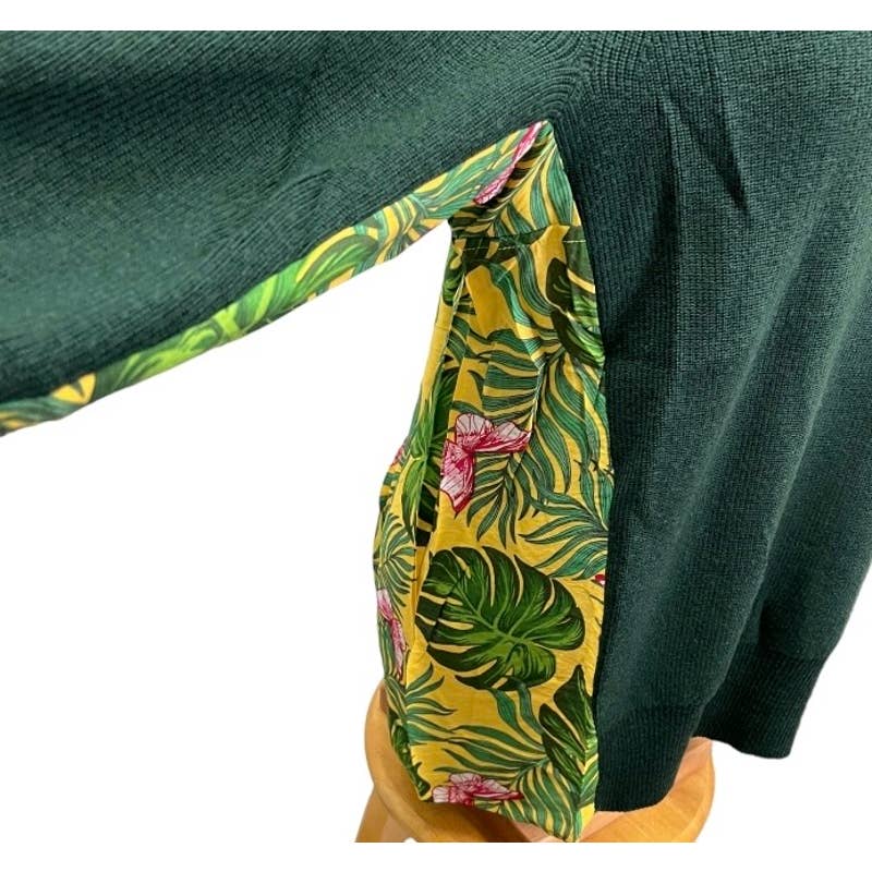Sandrine Rose Mixed Media Tropical Print Wool Sweater Knit Oversized XS New - Premium from Sandrine Rose - Just $89.00! Shop now at Finds For You