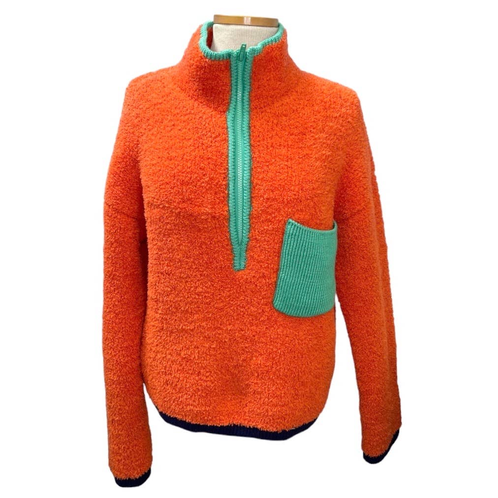 Anthropologie Sherpa Half Zip Colorblock Patch Pocket Size L - Premium from Anthropologie - Just $139.00! Shop now at Finds For You