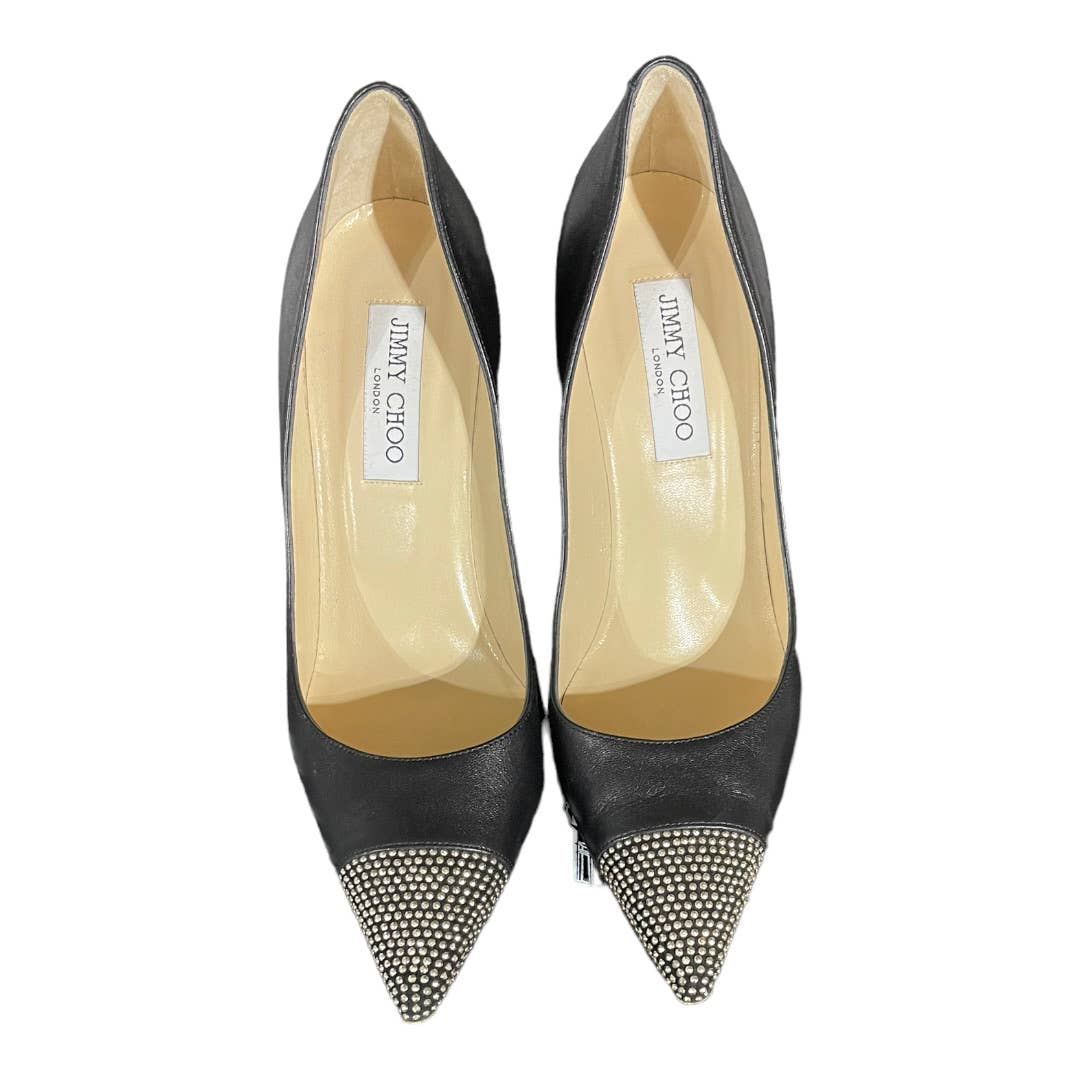 Jimmy Choo Amika Black Studded Cap Toe Pumps Heels Size 39 9 US Black - Premium from Jimmy Choo - Just $199.00! Shop now at Finds For You